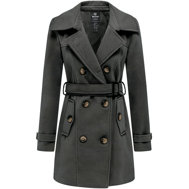 Wantdo Women's Elegant Double Breasted Pea Coat Slim Outerwear with ...