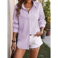 thumbnail image 2 of Womens Button Down Shirts Long Sleeve Dress Shirt Textured Collared Work Blouse Dressy Casual Tops Light  M, 2 of 7