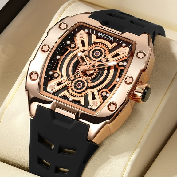 MEGIR Luxury Men Watches Fashion Quartz Silicone Sports Waterproof Luminous Hands Wristwatch Clock