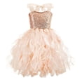 thumbnail image 2 of Kogui Toddler Holiday Dress Girl Dress Girl's Cute Ruffled Layered Party Dresses 2T 4T (Rose Gold,2-4 Years), 2 of 5