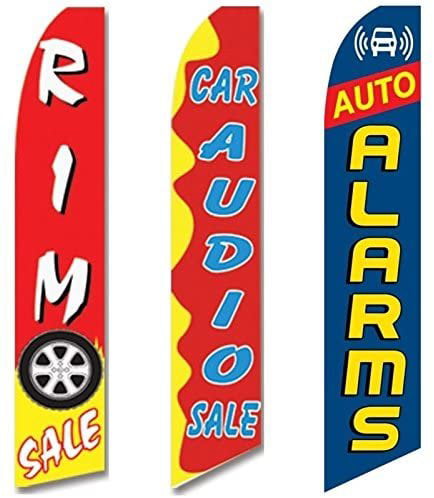 BRAKES Red Auto Car Repair Swooper Banner Feather Flutter Tall Curved Top Flag 