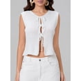 thumbnail image 5 of Yunliwuli Women's Knitted Tank Tops Bow Tie Closure Sleeveless Round Neck Ribbed Sweaters Vest, 5 of 9