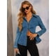 thumbnail image 4 of Camisas Vaqueras para Mujer, con Botones, Corte Entallado, Larga, Cuello en V, Chaquetas Vaqueras Ligeras. Azul Vaquero S, 4 of 9