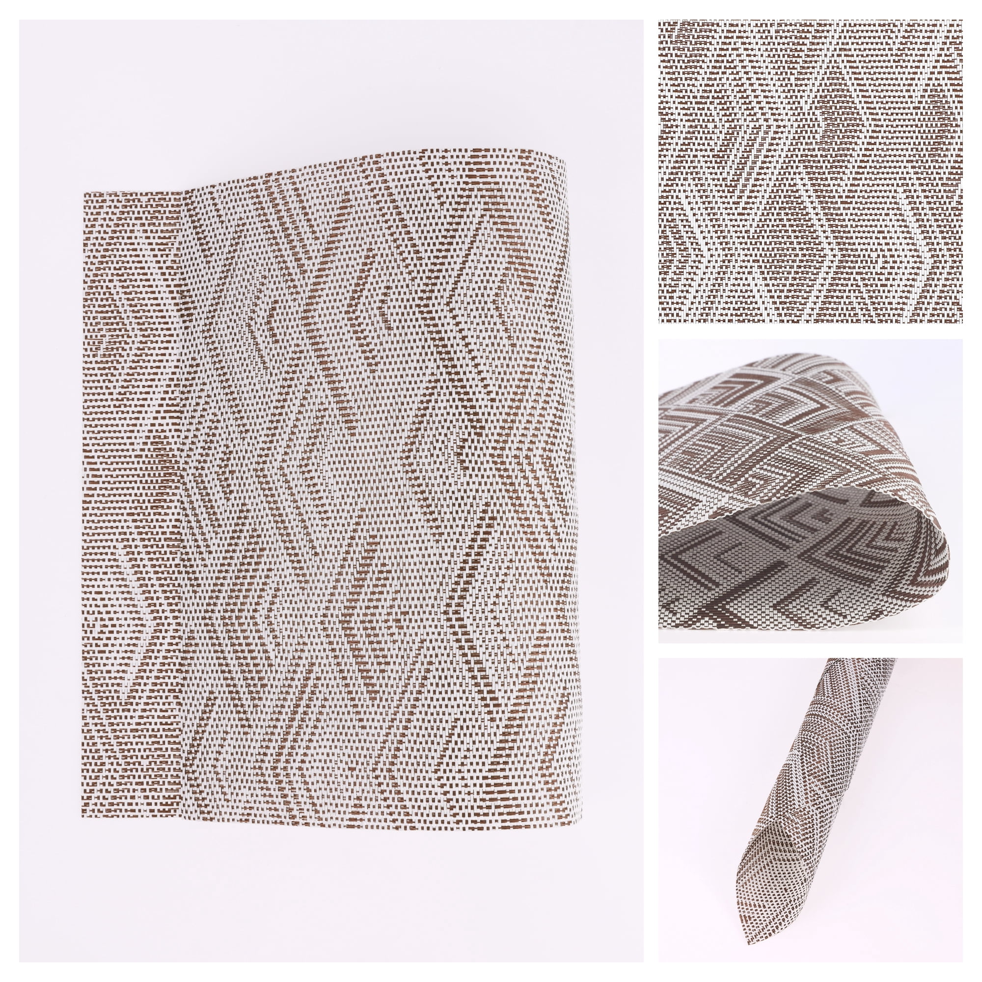 Unique Bargains Set of 8 Placemats for Dining Table Wipeable Table Mat Coffee 18x12Inch