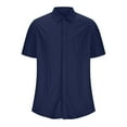 thumbnail image 4 of Inleife Mens Shirts Men Casual Solid Color Button Short Sleeve Turndown Collar Blouse Shirt, 4 of 6