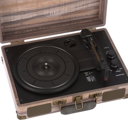 Victrola Vintage 3-Speed Bluetooth Portable Suitcase Record Player with Bui