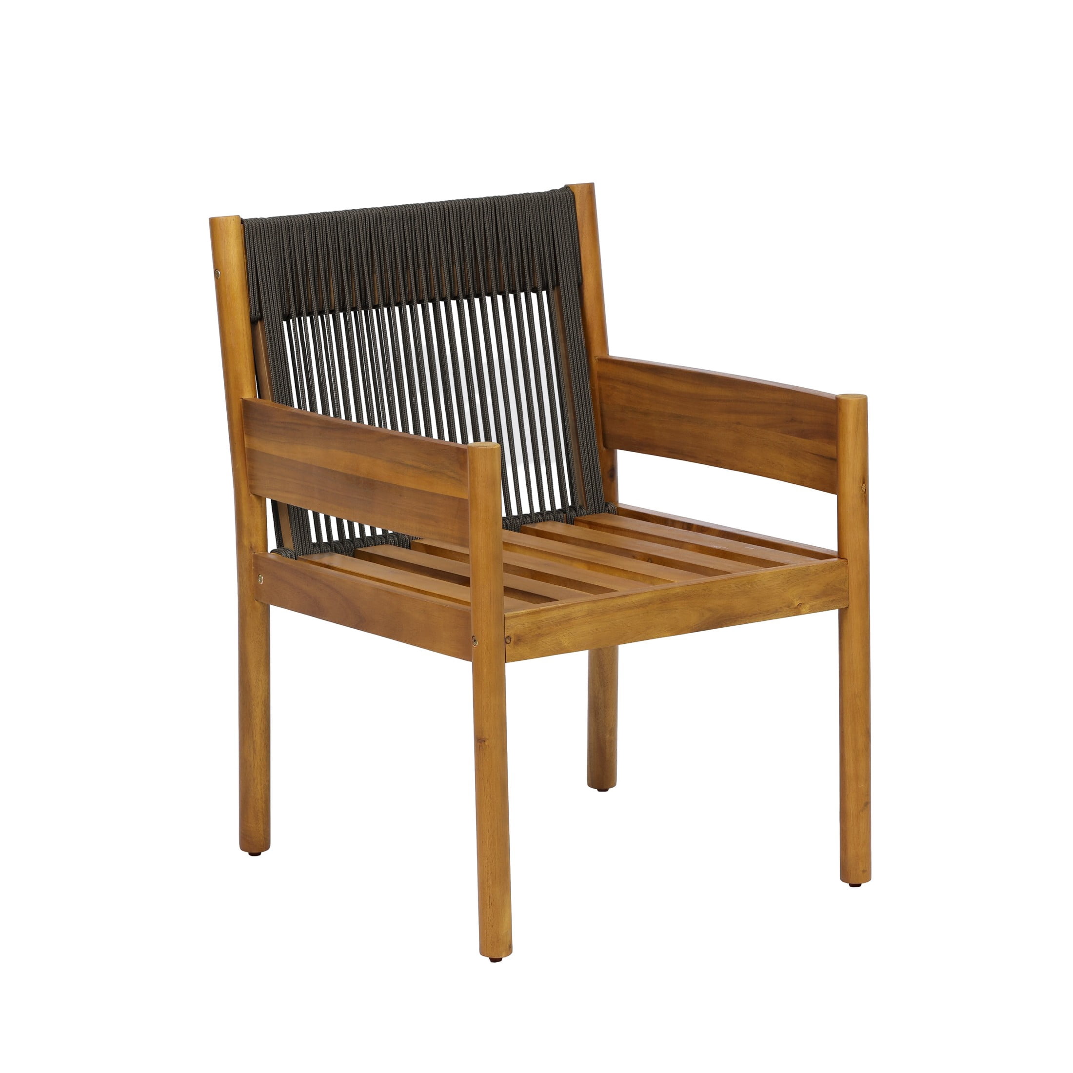 Christopher Knight Home 7-Piece Wood Outdoor Extendable Dining Table with Rope Chairs Set, Teak+Black
