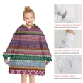 thumbnail image 6 of Purple Boho Tribal Stripes and Hearts Pattern Blanket Hoodies for Kids 6-13YR Oversize Wearable Blanket Hoodies for Boys Girls Teens, 6 of 7