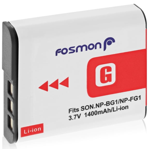 Fosmon (1 Pack) High Capacity 1400milliamp/hour Replacement Battery for Sony NP-FG1, NP-BG1 and Sony Cyber-Shot DSC H50, H10, W120, W170, W300 Digital Cameras and More
