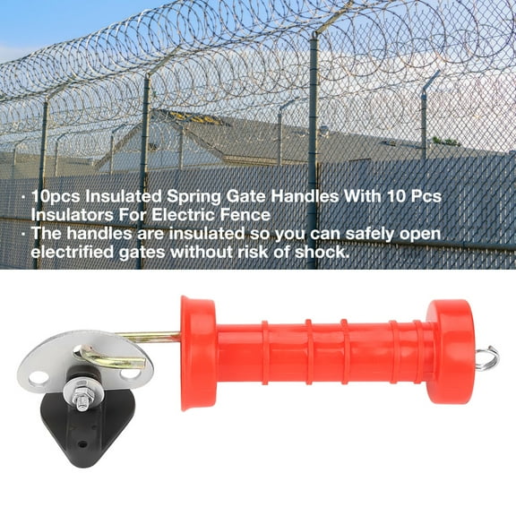 10pcs Insulated Spring Gate Handles With 10 Pcs Insulators For Electric Fence