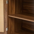 thumbnail image 4 of UIXE 4-Door Rattan Storage Cabinet Accent Furniture Cupboard Sideboard Cabinets up to 58" for Dining Room Hallway, Espresso, 4 of 7