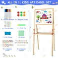 thumbnail image 3 of Kids Easel for Art Easel, Art Easels for Toddlers, Bamboo Adjustable Standing Art Easel - Double Magnetic White Board & Chalkboard Drawing Board with Painting Accessories, 27"D x 26"W x 47"H, 3 of 6