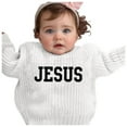 thumbnail image 2 of Rggeeun Baby Girls Sweaters Floral Embroidery Design Hand Embroidered Pure Knit Crew Neck Long Sleeve For Delicate Soft And Comfortable Kids Youthful Tops,White,3-6 Months, 2 of 3