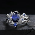 thumbnail image 2 of Nature Inspired 1.5ct Oval Cut Blue Sapphire Engagement Ring IN 925 Sterling Silver- Twig Vine Sapphire Bridal Set- Wedding Ring Set- September Birthstone, 2 of 3