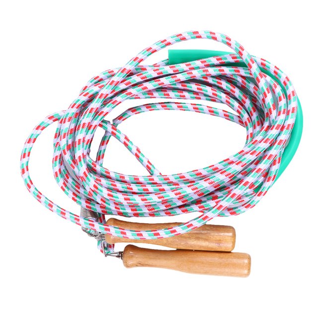 EeaseCA 1Pc 7m Wooden Handle Jumping Rope Sports Fitness Skipping Rope Exercise Skipping Rope Portable Game Skip Rope (Random Color)