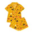 thumbnail image 3 of Halloween Pajamas Women Short Sleeve Button Top Matching Shorts 2026 Fall Cute Satin Pumpkin, 3 of 4
