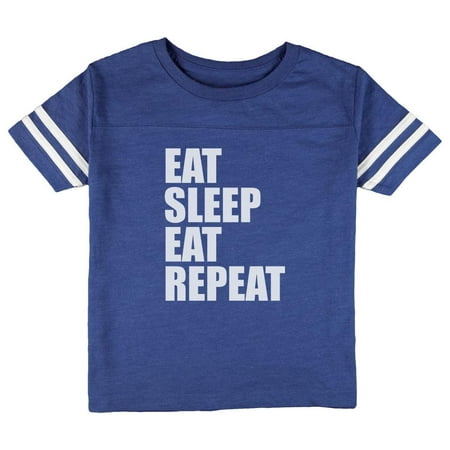 

Eat Sleep Eat Repeat Funny Toddler Football T Shirt Heather Royal 2T