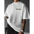 thumbnail image 1 of Men's Black Street Style Peace Dove Graphic T-Shirt - Loose Fit Summer Casual Wear, Opaque Polyester Fabric for Everyday Comfort, Streetwear Fashion | Bold Print Shirt | Comfortable Fit Shirt, 1 of 5