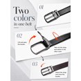 thumbnail image 5 of Punplita Men's Leather Dress Belt, Two Colors in One Black & Brown, Classic Prong Buckle, 5 of 6
