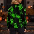 thumbnail image 6 of IYYVV Womens Halloween Cardigan Sweaters Ghost Print Button up Cardigans Fall Winter Warm Sweater Coats Green S, 6 of 6
