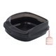 thumbnail image 2 of Caja de arena para gatos con orinal abierto y antisalpicaduras con arena para gatos de lado alto negro grande, 2 of 9