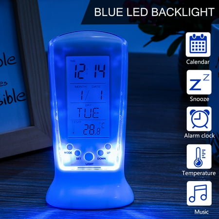 EEEkit Digital Atomic Desk Wall Alarm Clock with Thermometer & Calendar, Battery Operated, Auto Self Setting, Large Display Indoor Temperature Gauge Calendar,Birthday Reminding