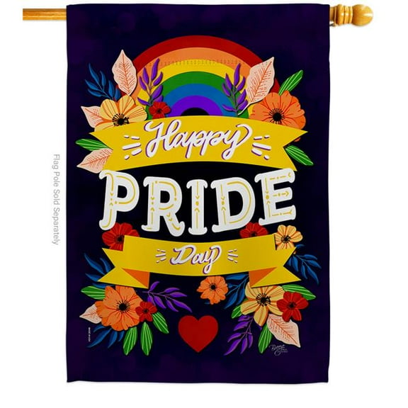 Breeze Decor H115218-BO Happy Pride Day Support 28 x 40 in. Double-Sided Decorative Vertical House Flags for Decoration Banner Garden Yard Gift