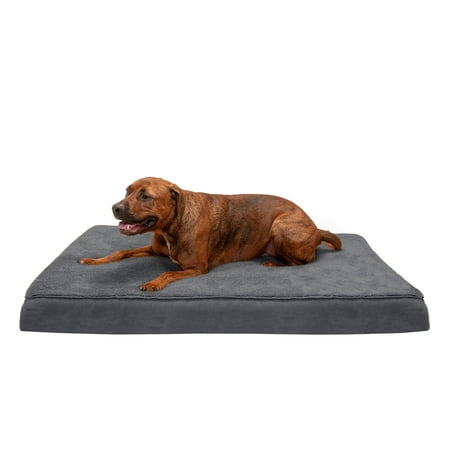 UPC: 0842229122183 | FurHaven Pet Products Terry & Suede Deluxe Cooling Gel Memory Foam Pet Bed for Dogs & Cats – Gray Jumbo