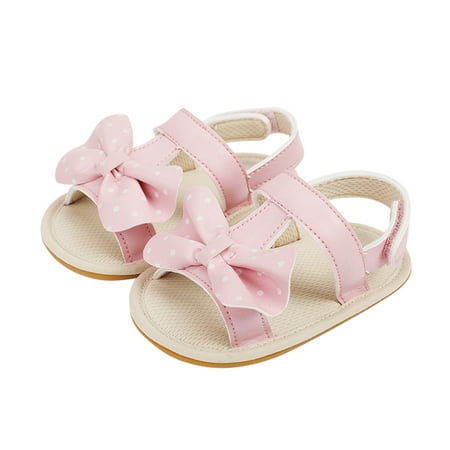 

Summer Sandals Girl Open Toe Bowknot First Walkers Summer Flat Sandals Pink Size 13