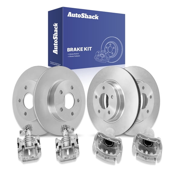 AutoShack Front Vented & Rear Solid Brake Rotors   Calipers 8-PC Brake Kit Replacement for 2006-2008 Pontiac G6 2004-2008 Chevrolet Malibu