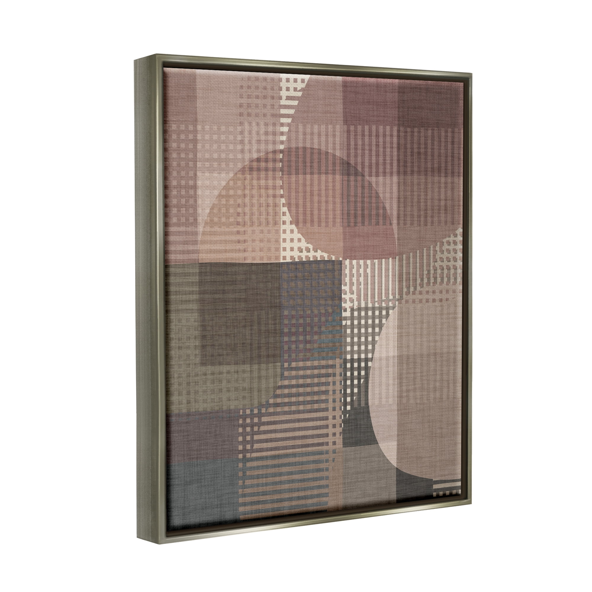 Stupell Industries Patterned Earth Tone Shapes Abstract Painting Gray Floater Framed Canvas Art Print Wall Art, 17 x 21
