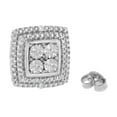 thumbnail image 4 of .925 Sterling Silver Diamond Accented Square Shaped Milgrain Stud Earrings (I-J Color, I3 Clarity), 4 of 7