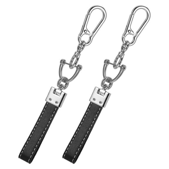 GAXIRE 2-Pack Black Car Keychain Set with PU and Aluminum Alloy Key Pendant for Men and Women