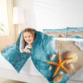 thumbnail image 4 of jejeloiu Sea Beach Starfish 7-Piece Twin Bedding For Girls,Seashell Wave Print Bedding Comforter Set,Teal Beige,Reversible, 4 of 7