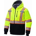 thumbnail image 5 of ProtectX High Vis Safety Hoddie Sweatshirt Jacket with Reflective Strips & Fleece Lined for Cold Weather Green Small, 5 of 9