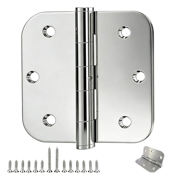 2 Pack Interior Door Hinges,1/2 Stainless Steel Hinges 3.5 Inch with 5/8" Radius Brushed Nickel- Flat Iron Residential Standard Door Hardware