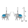 thumbnail image 3 of Majestic Thai Elephants Blue Turquoise Inlays .925 Sterling Silver Earrings, 3 of 5