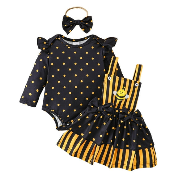 Zshosam First Birthday Girl Outfit Newborn Baby Girl Clothes Ruffle Romper Suspender Skirt Set Overall Dress Cute Fall Winter Outfit Size 0 3 Months,(Black 0-3 Months)