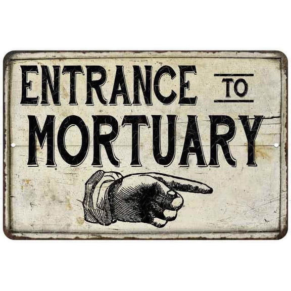 Entrance to Mortuary Vintage Look Chic Distressed 8x12208120020172