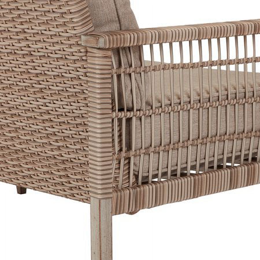 Better Homes & Gardens Meadow Lake 4-Piece Patio Wicker Conversation Set with Beige Cushions