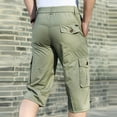 thumbnail image 4 of Summer Deals 2024 HOOMEUMY Men's Summer Cargo Shorts Multi-Pocket Capri Pants Loose Fit Cotton Short Trousers Green XXL, 4 of 5