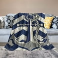 thumbnail image 2 of Flannel Fleece Luxury Lightweight Cozy Couch/Bed Super Soft Warm Plush Microfiber Throw Blanket,Nautical with Gray and White Inches), 2 of 6