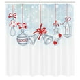 thumbnail image 3 of Ambesonne Christmas Shower Curtain, Retro, 69"Wx75"L, White Orange and Blue, 3 of 5