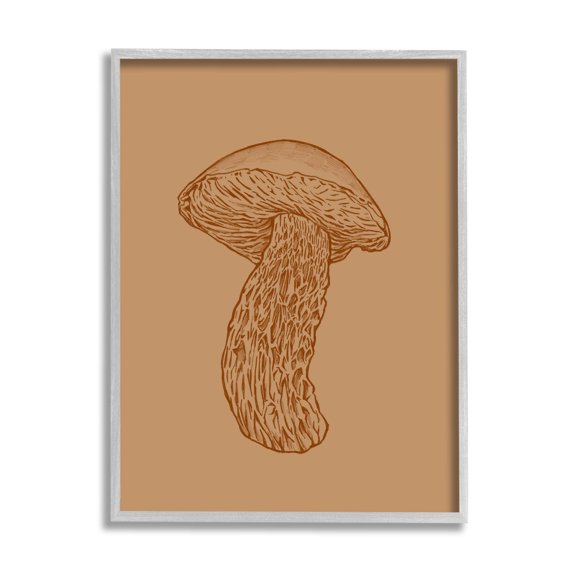 Stupell Industries Intricate Mushroom Nature Study Graphic Art Gray Framed Art Print Wall Art, Design by Ziwei Li