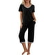thumbnail image 1 of Conjunto de pijamas para mujer, transpirable, de manga corta, a la moda, con 2 bolsillos, conjuntos de salón suaves, 1 of 6