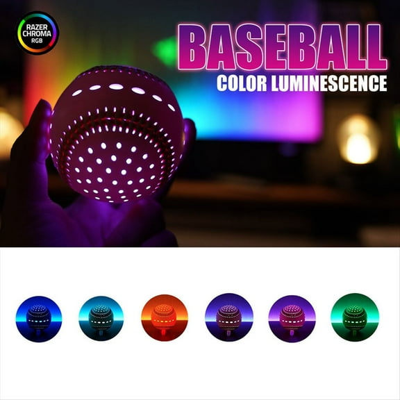 Rollbacks & More Light Up Baseball,9 Inch Glow in the Dark Baseball,Night Throwing Practice Baseball for Family Sports Entertainment