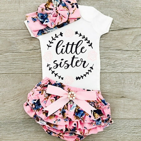 - Newborn Infant Baby Girls Outfit Clothes Tops Romper Jumpsuit Bodysuit+Pants Set