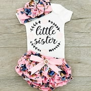 Newborn Infant Baby Girls Outfit Clothes Tops Romper Jumpsuit Bodysuit Pants Set