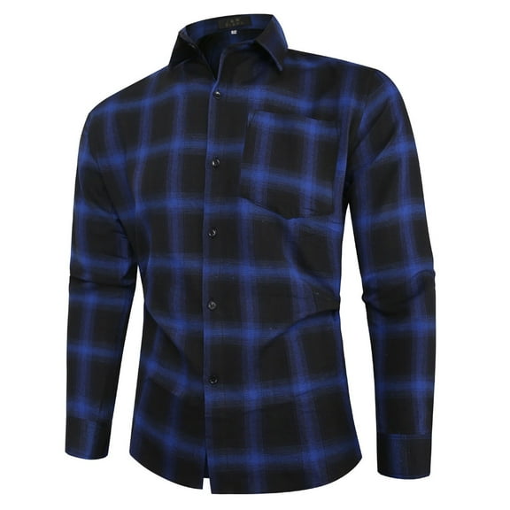 BVnarty Plaid Shirts for Men Checkered Long Sleeve Shirt Casual Flannel Button-Up Top with Pocket for Daily Wear, Fashion, Parties, and More
