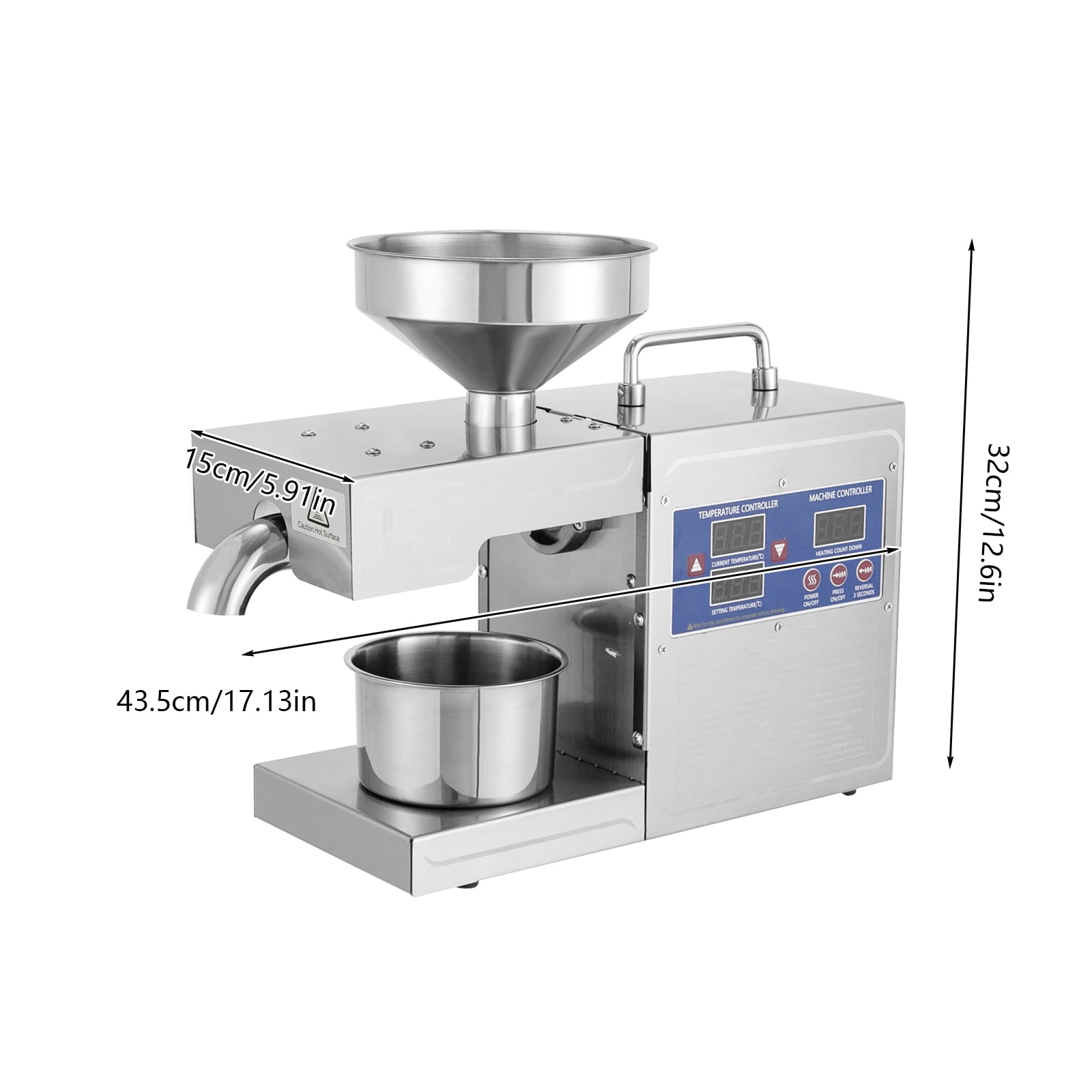 Wildnix Oil Press Machine, Stainless Steel Cold and Hot Pressing for Nut and Seed Oils, High Efficiency and Adjustable Temperature